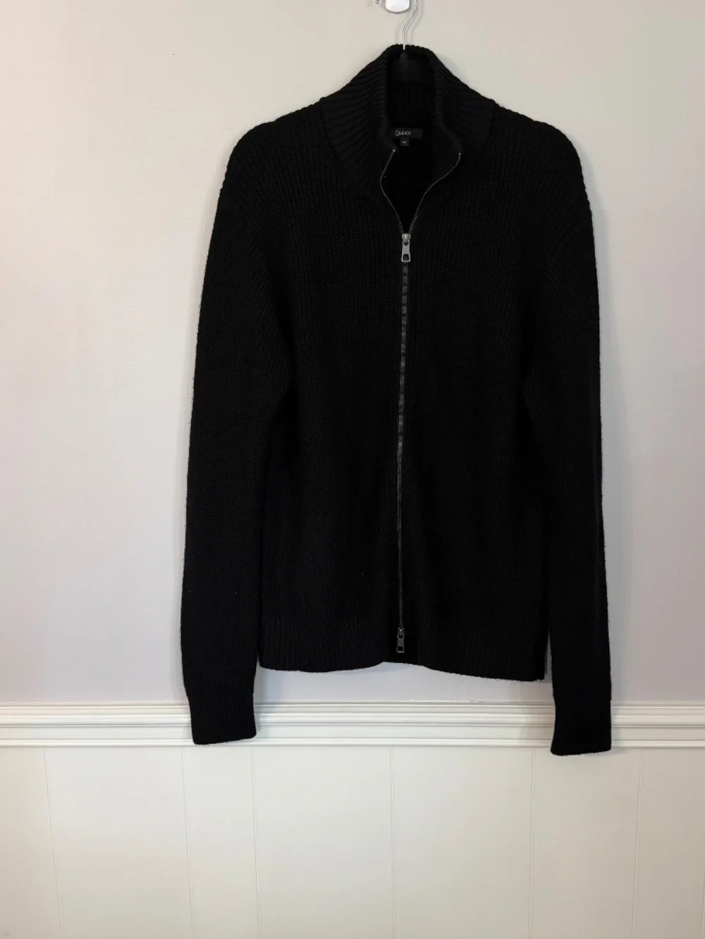 Quince Men’s Australian Merino Wool Full Zip Sweater in Black Sz M NWOT